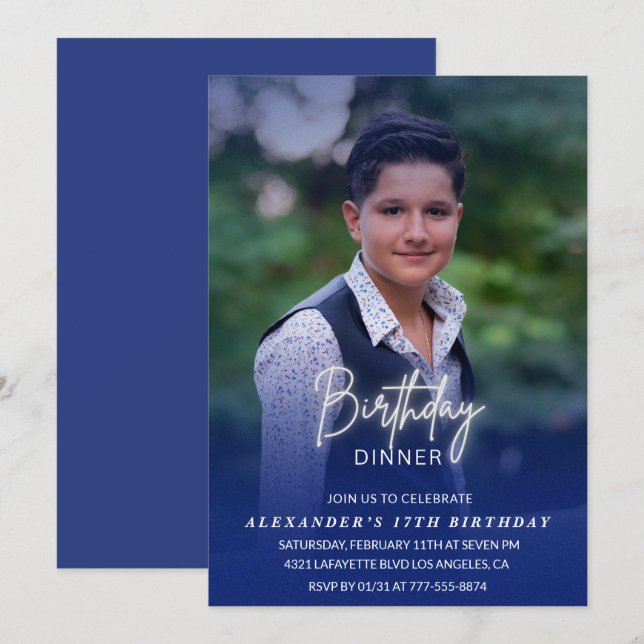 invitación de cumpleaños número 17 Cena de cumplea (Anverso / Reverso)
