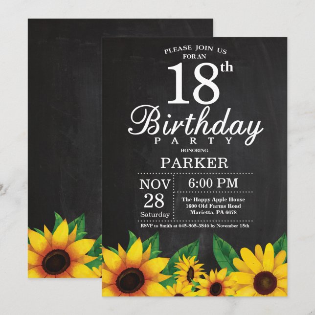 Invitación de cumpleaños número 18
