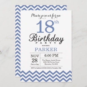 Invitación de cumpleaños número 18 Chevron Azul
