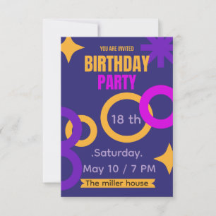 Invitación de cumpleaños número 18 con diseño geom