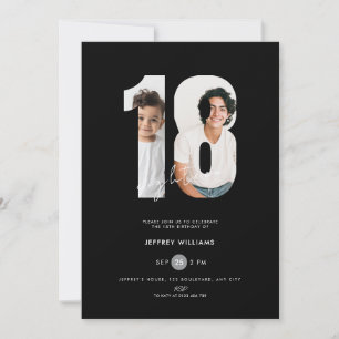 Invitación de cumpleaños número 18 con foto para c