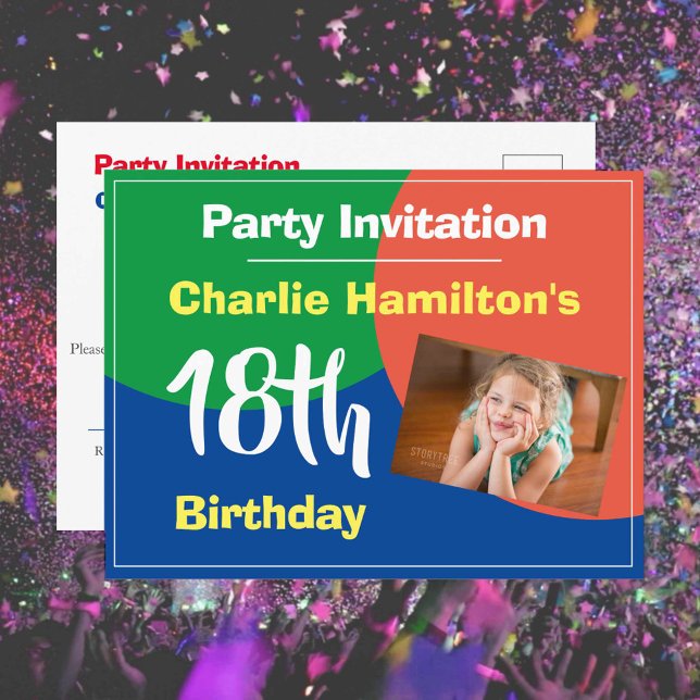 Invitación de cumpleaños número 18 con postal foto (Subido por el creador)