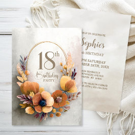 Invitación de cumpleaños número 18 con tema floral