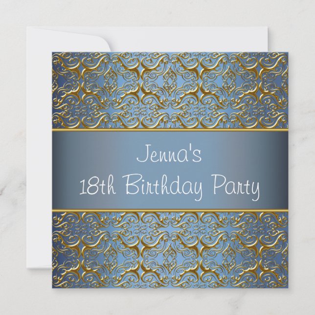 Invitación de cumpleaños número 18 de Teal Bue Tea (Anverso)