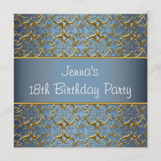 Invitación de cumpleaños número 18 de Teal Bue Tea