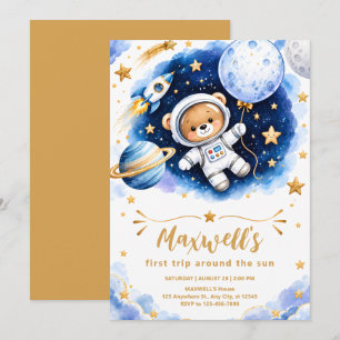 Invitación de cumpleaños número 1 al espacio del a