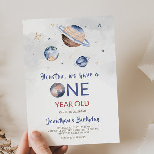 Invitación de cumpleaños número 1 al espacio exter