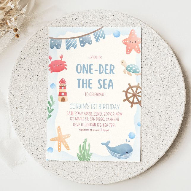 Invitación de cumpleaños número 1 'Bajo el Mar' (Subido por el creador)