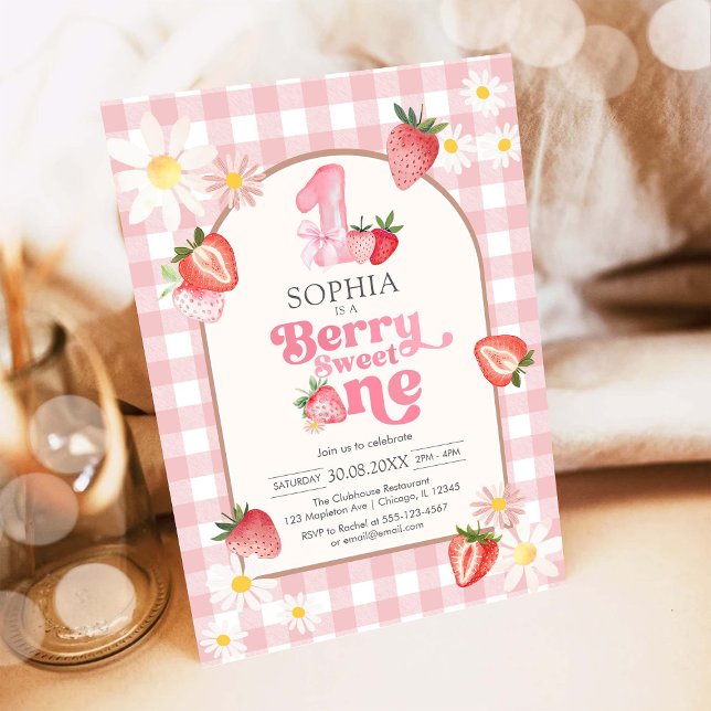 Invitación de cumpleaños número 1 Berry Sweet Stra (Subido por el creador)