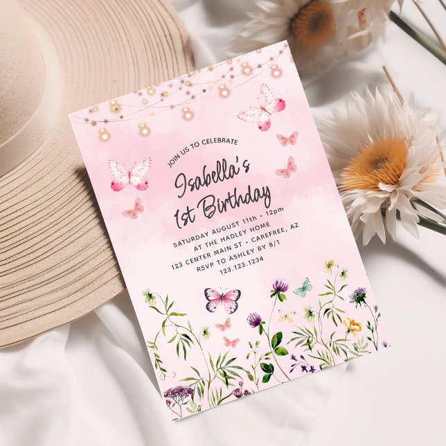 Invitación de cumpleaños número 1 boho de flor sil (Subido por el creador)