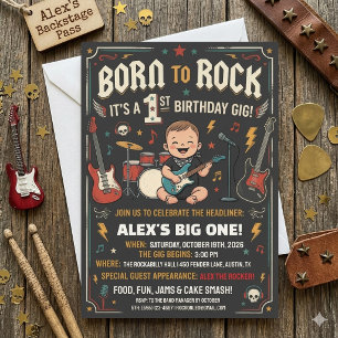 Invitación de cumpleaños número 1 'Born to Rock' R
