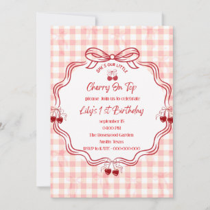 Invitación de cumpleaños número 1 Cherry On Top