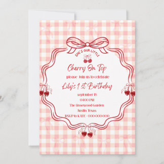 Invitación de cumpleaños número 1 Cherry On Top |