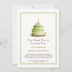 Invitación de cumpleaños número 1 con acuarela - T