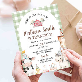 Invitación de cumpleaños número 1 con animales de 