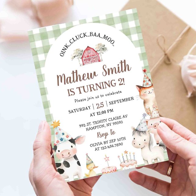 Invitación de cumpleaños número 1 con animales de  (Subido por el creador)