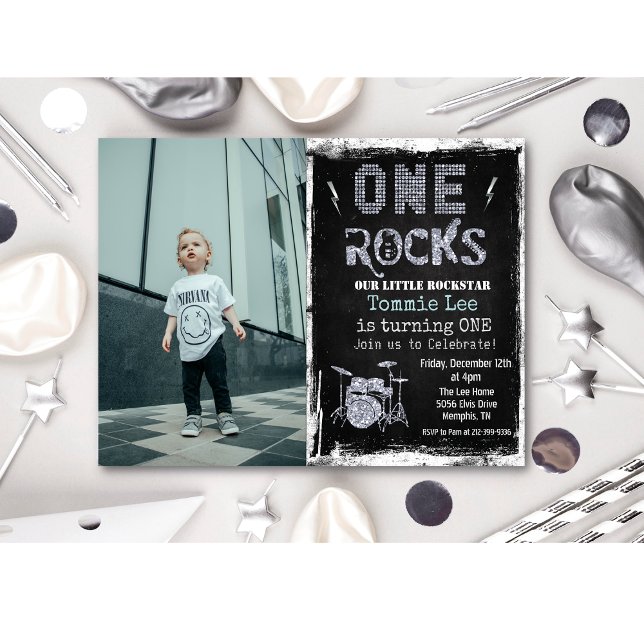 Invitación de cumpleaños número 1 con batería Rock (Subido por el creador)