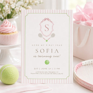 Invitación de cumpleaños número 1 con cresta de te