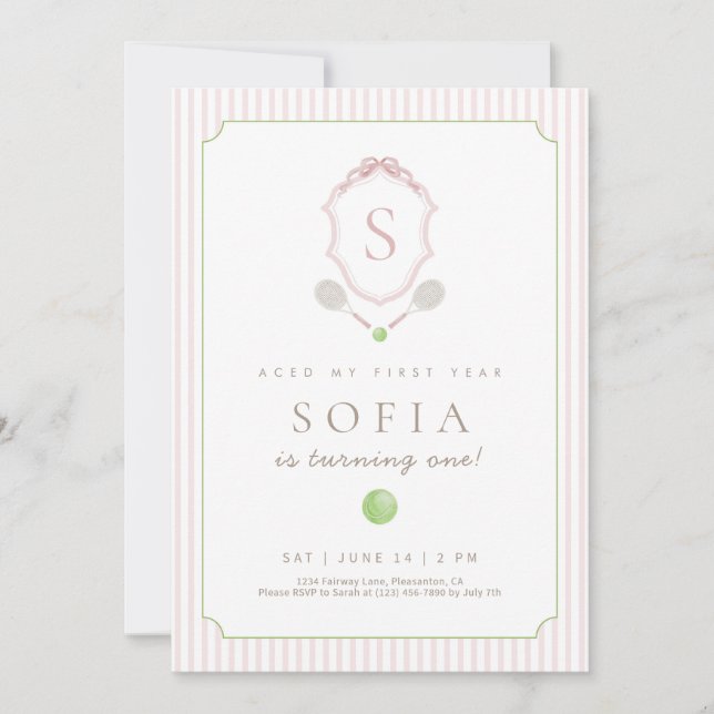 Invitación de cumpleaños número 1 con cresta de te (Anverso)