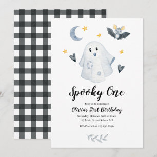 Invitación de cumpleaños número 1 con fantasma de