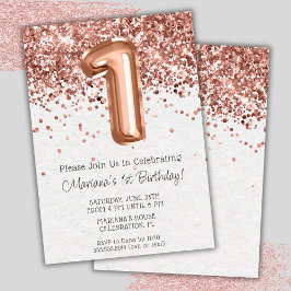 Invitación de cumpleaños número 1 con Rosa Dourado