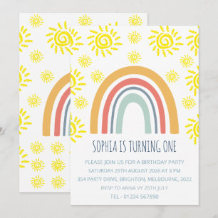 Invitación de Cumpleaños número 1 con Sol de Arcoí