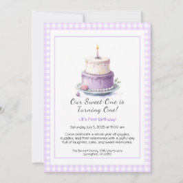 Invitación de cumpleaños número 1 con tarta de acu