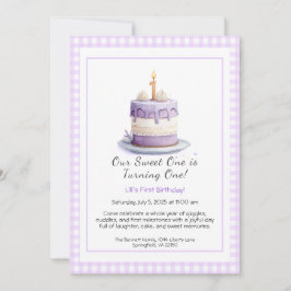 Invitación de cumpleaños número 1 con tarta de acu