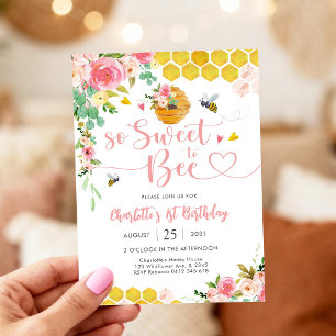 Invitación de cumpleaños número 1 con tema de abej