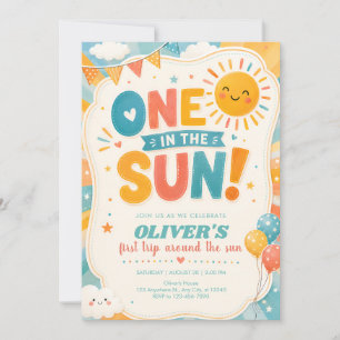 Invitación de cumpleaños número 1 con tema de sol