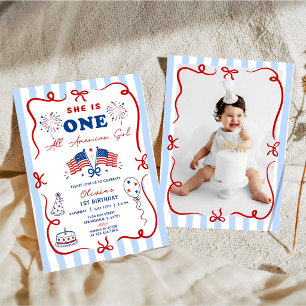 Invitación de cumpleaños número 1 con tema patriót