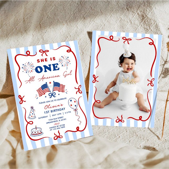 Invitación de cumpleaños número 1 con tema patriót (Subido por el creador)