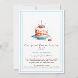 Invitación de cumpleaños número 1 con vela de past