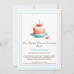 Invitación de cumpleaños número 1 con vela de past