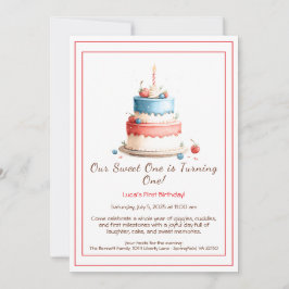 Invitación de cumpleaños número 1 con vela de past