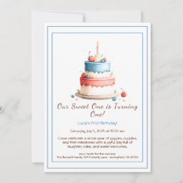 Invitación de cumpleaños número 1 con vela de past