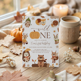 Invitación de cumpleaños número 1 Cozy Woodland Wi