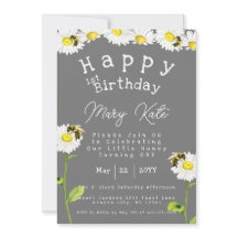 Invitación de cumpleaños número 1 de Abejas Melífe