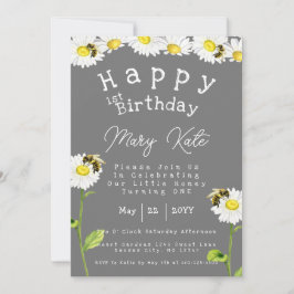 Invitación de cumpleaños número 1 de Abejas Melífe