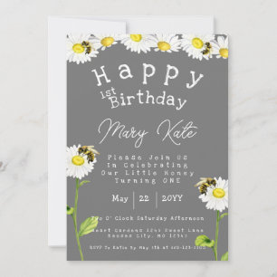 Invitación de cumpleaños número 1 de Abejas Melífe