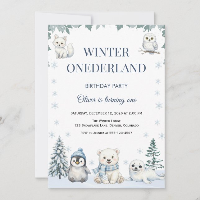 Invitación de cumpleaños número 1 de Animales Árti (Anverso)
