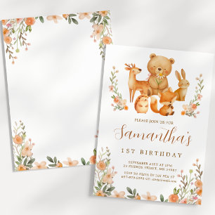 Invitación de cumpleaños número 1 de Animales del 
