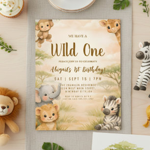Invitación de cumpleaños número 1 de Animales Safa
