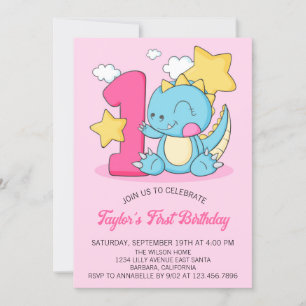 Invitación de cumpleaños número 1 de bebé dinosaur
