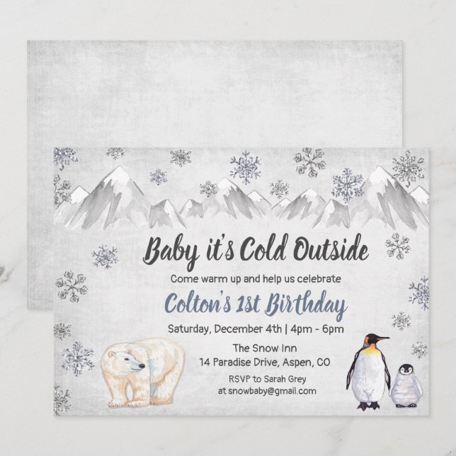 Invitación de cumpleaños número 1 de bebé, hace fr (Anverso / Reverso)