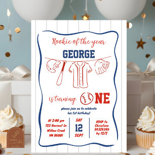 Invitación de cumpleaños número 1 de béisbol dibuj