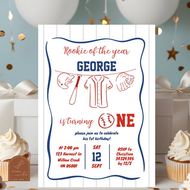 Invitación de cumpleaños número 1 de béisbol dibuj (Subido por el creador)