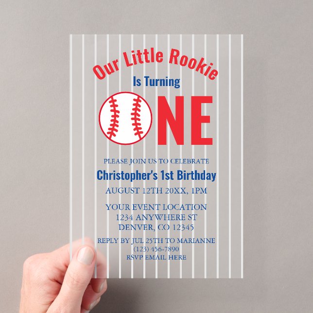 Invitación de cumpleaños número 1 de béisbol novat (Insitu (portátil))