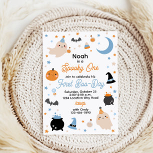 Invitación de cumpleaños número 1 de Blue Spooky O