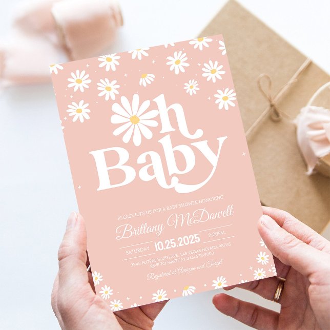 Invitación de cumpleaños número 1 de Boho Daisy Wi (Subido por el creador)